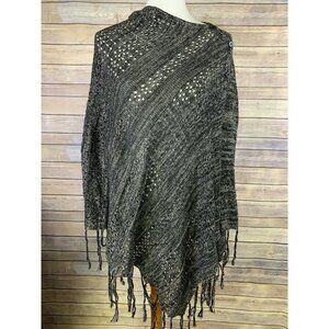 Lularoe Mimi Shawl Poncho Wrap NWT Gray Black RARE
